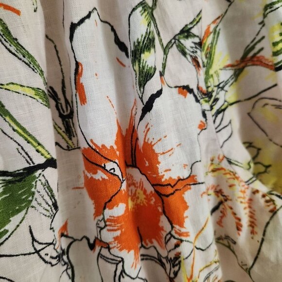 Inc International Concept 100%Linen Boho Floral Peasant Blouse Size XL - Picture 3 of 6